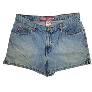 Vintage Guess Jean Shorts Womens 10 Blue‎ Denim 5 Pocket Embroidered
31W 2.5L